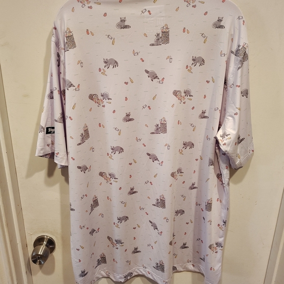 Waggle Men's Raccoon Trash Bandit Novelty Print Performance Golf Polo 2XL Travel - Picture 7 of 7